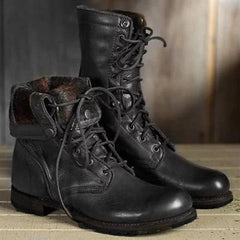 Sina | Damen Casual Runde Zehenpartie Schnürstiefel in Schwarz
