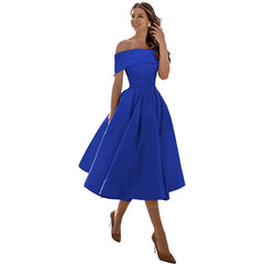 Hilf | Legeres, satiniertes Abendkleid für Damen in Blau