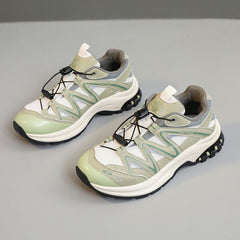 Damen Sportliche Laufschuhe mit elastischen Schnürsystem und atmungsaktiver Mesh-Oberfläche in Grün