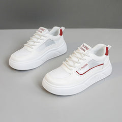 Damen Trend-Sneaker mit atmungsaktivem Mesh-Obermaterial und dämpfender Laufsohle in Weiß-Rot