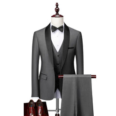 Herren Klassisch Hochzeitsgast Anzug | Slim Fit in Dunkelgrau / 3 Pcs Satz