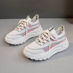 Damen Sportliche Fashion Sneakers mit atmungsaktivem Obermaterial in Rosa