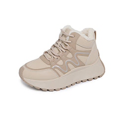 Damen High-Top Sneakers mit samtigem Innenfutter und rutschfester Sohle in Khaki