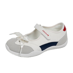 Damen Sportschuhe mit Klettverschluss und attraktivem Schleifen-Design in Creme