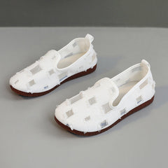 Damen modische Freizeitschuhe mit durchlässigem Obermaterial und rutschfester Sohle in Creme