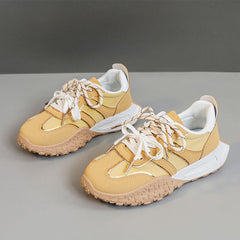 Damen Sportliche Luxus Sneakers mit atmungsaktiver Netzoberfläche und dämpfender Sohle in Gelb