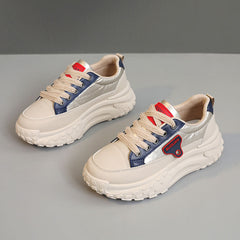 Damen Sportliche Plateau Sneakers mit rutschfester Laufsohle und atmungsaktivem Obermaterial in Blau