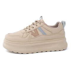 Damen modische Sneaker mit plateauartiger Laufsohle und atmungsaktivem Obermaterial in Khaki