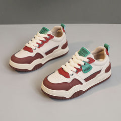 Damen Sportliche Chunky Sneakers mit modischem Design und dämpfender Laufsohle in Weinrot