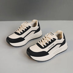 Damen Sportliche Chunky Sneakers mit atmungsaktivem Obermaterial und bequemer Dämpfung in Schwarz