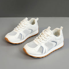 Damen Sportliche Sneakers mit atmungsaktivem Mesh-Obermaterial und stoßdämpfendem Fußbett in Beige