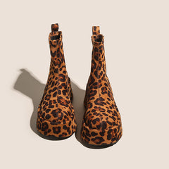 Damen Ankle Boots aus luxuriösem Wildleder mit bequemer leichtgewichtiger Sohle in Leopardenmuster