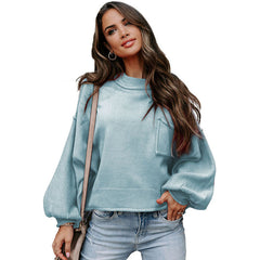 Damen LANGARM RUNDHALS STRICKPULLOVER | MODERNER STIL, KOMFORTABEL, VIELSEITIG in Blau