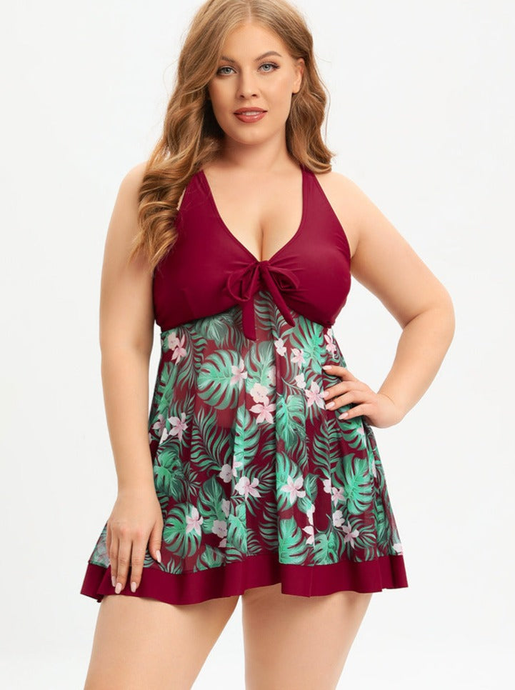 Kitija® | Bademode im Retro-Stil mit hoch tailliertem bedrucktem Plus-Size-Kleid