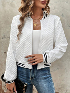 Damen Steppjacke im sportlichen Design mit kontrastierenden Ärmeln in Weiß