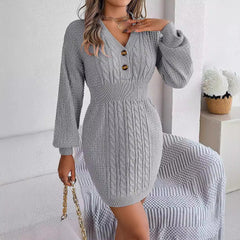 Mira | Damen Bodycon-Strickkleid modern & elegant in Grau