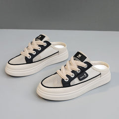 Damen Slip-On Sneakers mit luftdurchlässigem Obermaterial und flexibel rutschfester Sohle in Schwarz