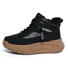 Damen High-Top Sneakers mit isolierendem Fleece-Futter und rutschfester Laufsohle in Schwarz
