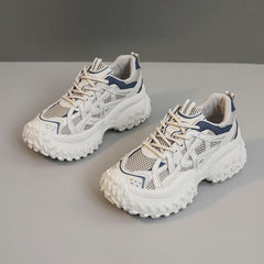 Damen Sportliche Chunky Sneakers mit atmungsaktivem Mesh-Obermaterial und dämpfender Laufsohle in Grau