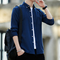 Sven | Herren Slim Button-Down Hemd in Marineblau