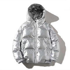 Greta | Gefütterte Thermo Steppjacke in Silber mit Kapuze