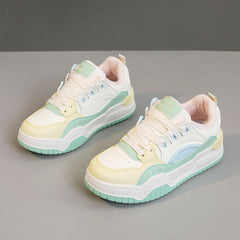 Damen sportliche Chunky Sneakers mit dämpfender Laufsohle in Gelb