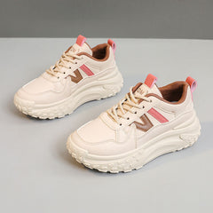 Damen Chunky Sneakers mit dämpfender Laufsohle und atmungsaktivem Obermaterial in Rot