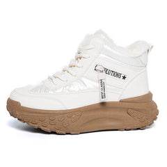 Damen High-Top Sneakers mit isolierendem Fleece-Futter und rutschfester Laufsohle in Beige