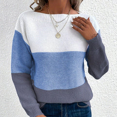 VIELSEITIGER LANGÄRMELIGER STRICKPULLOVER | MODERN, KOMFORTABEL, ELEGANT in Blau