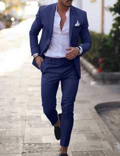 Herren Sommer 2-Teiliger Hochzeitsgast Anzug | Blazer und Hose in Blau 3