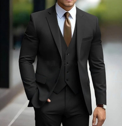 Eleganter Slim Fit Hochzeitsgastanzug für Herren | Jacke, Weste und Hose in Schwarz
