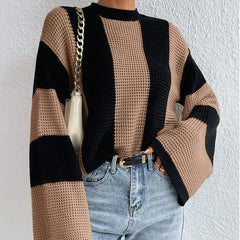 Damen RUNDHALS LANGARM STRICKPULLOVER | KOMFORTABEL, MODERN, VIELSEITIG in Khaki