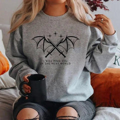 Damen Sweatshirt mit künstlerischem Grafikdesign und inspirierendem Schriftzug in Grau