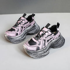 Damen Chunky Sneakers mit innovativem und elastischem Design in Rosa