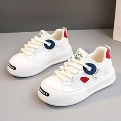 Damen Sportliche Plateau Sneakers mit atmungsaktivem Mesh-Obermaterial und dämpfender Sohle in Rot