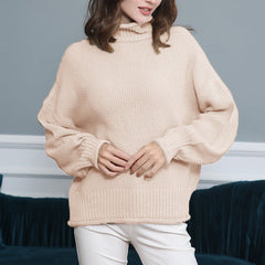 LANGÄRMIGER HOHER KRAGEN PULLOVER | ELEGANTER, BEQUEMER STIL in Beige
