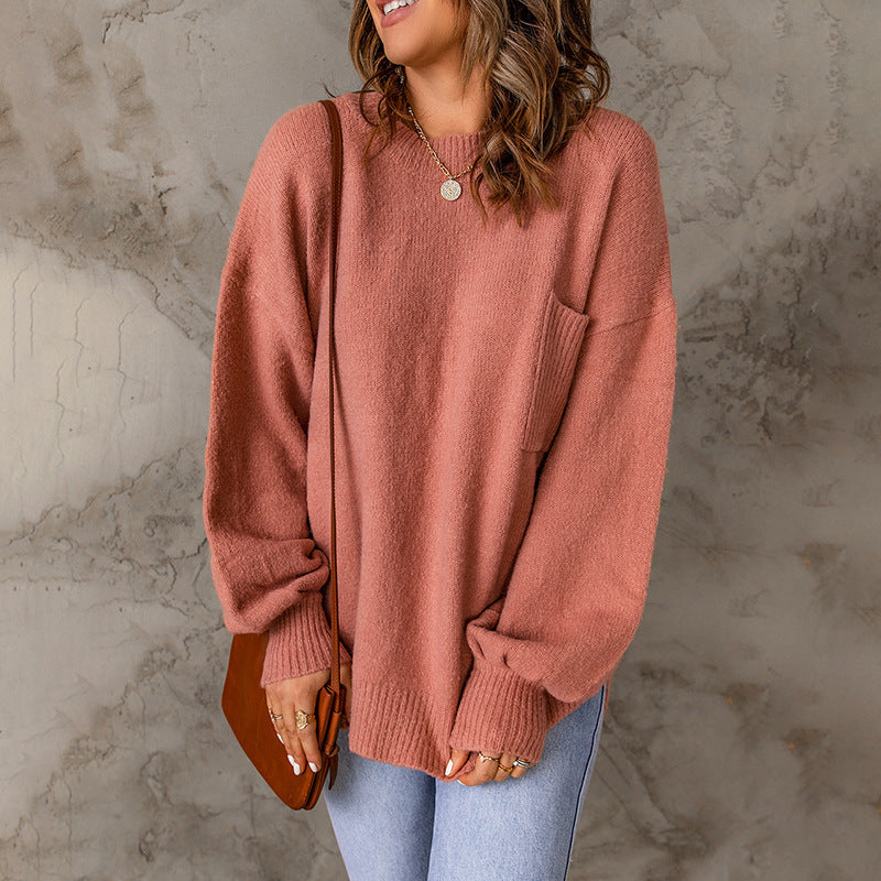 RUNDHALS LANGARM LOCKERE SWEATER | BEQUEME MODERNE FREIZEITMODE