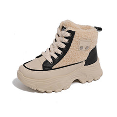 Damen Winterliche High-Top Sneaker mit kuscheligem Fleece-Futter und rutschfester Sohle in Schwarz