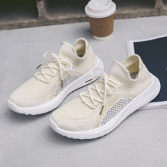 Damen Sportliche Sneakers mit atmungsaktivem Mesh-Obermaterial und flexiblem Fußbett in Beige