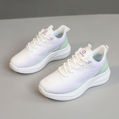Damen Leichte und atmungsaktive Sport-Sneaker mit dämpfender Laufsohle in Lila-Grün