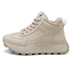 Damen High-Top Sneakers mit kuscheligem Innenfutter und robustem Profil in Khaki