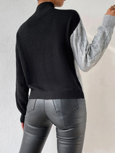 DAME HOHER KRAGEN GEDREHTER PULLOVER | ELEGANTER, BEQUEMER STIL