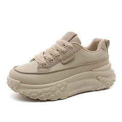 Damen sportliche Plattform Sneakers mit dämpfender Laufsohle und atmungsaktivem Obermaterial in Khaki