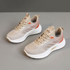 Damen Lauf- und Freizeitsneaker mit atmungsaktiver Oberflächenstruktur und dämpfender Sohle in Khaki