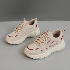 Damen modische und bequeme Sneakers mit atmungsaktiver Netzoberfläche in Khaki