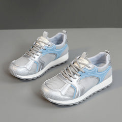Damen Sportliche Sneakers mit atmungsaktivem Mesh-Obermaterial und stoßdämpfendem Fußbett in Grau