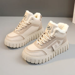 Damen Sportliche High-Top Sneakers mit gefüttertem Innenfutter und rutschfester Laufsohle in Khaki