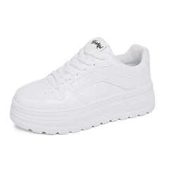 Damen Modische Chunky Sneakers mit elegantem Obermaterial und dämpfender Sohle in Weiß