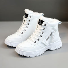 Damen High-Top Sneakers mit warmem Fleece-Innenfutter und rutschfester Sohle in Weiß