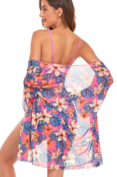 Lillie® | Bluse und rosa geblümtes Strandbikini-Set